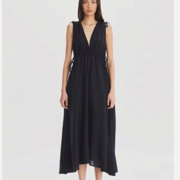 Tory Burch Dresses & Skirts - New Tory Burch Smocked Midi Dress Navy, Size S  Pockets, Adjustable Waist